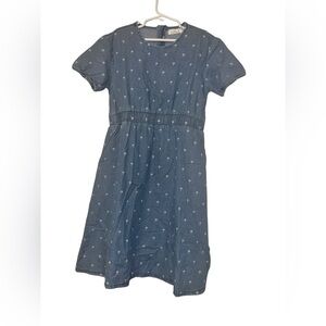 Tottini girls Blue chambray denim palm tree print Dress Sz 7 NWOT